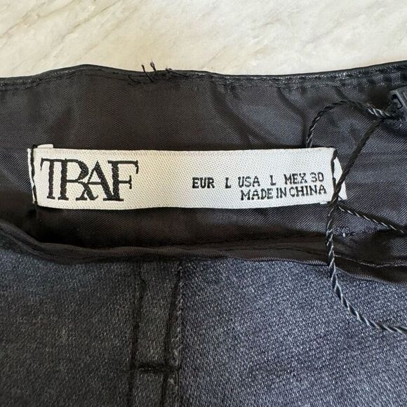 ZARA Traf Black Faux Leather High Waist Joggers size L - Picture 3 of 6